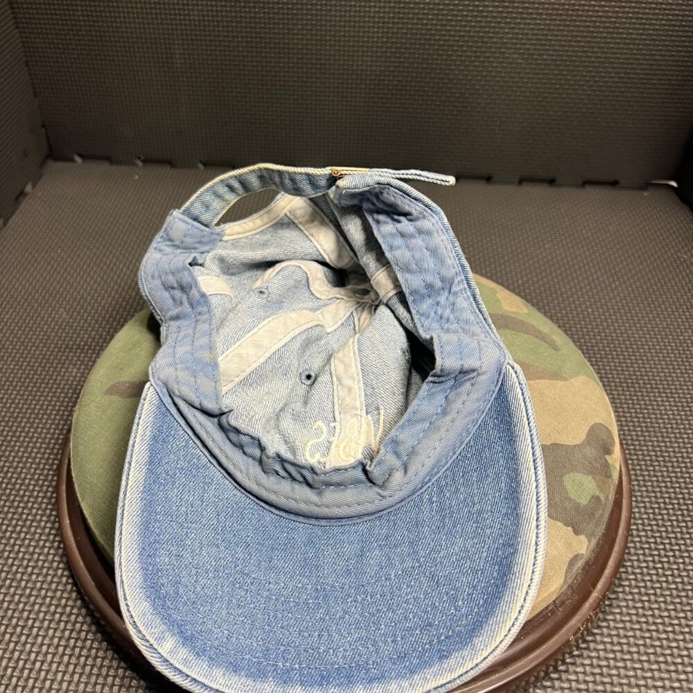 Vintage Denim Dad Hat With "Vibes" Embroidery Adjustable Strapback Cap Casual St - Picture 5 of 5